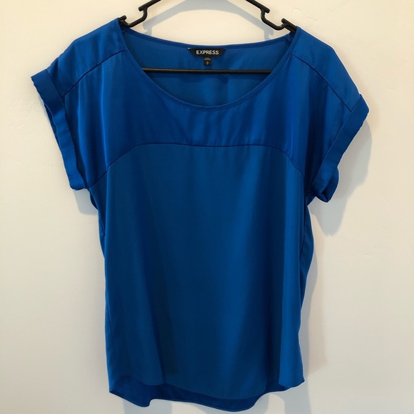 Express Blue Scoop Neck Shirt Sz Small - Picture 1 of 5